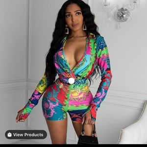 Colorful top and short set